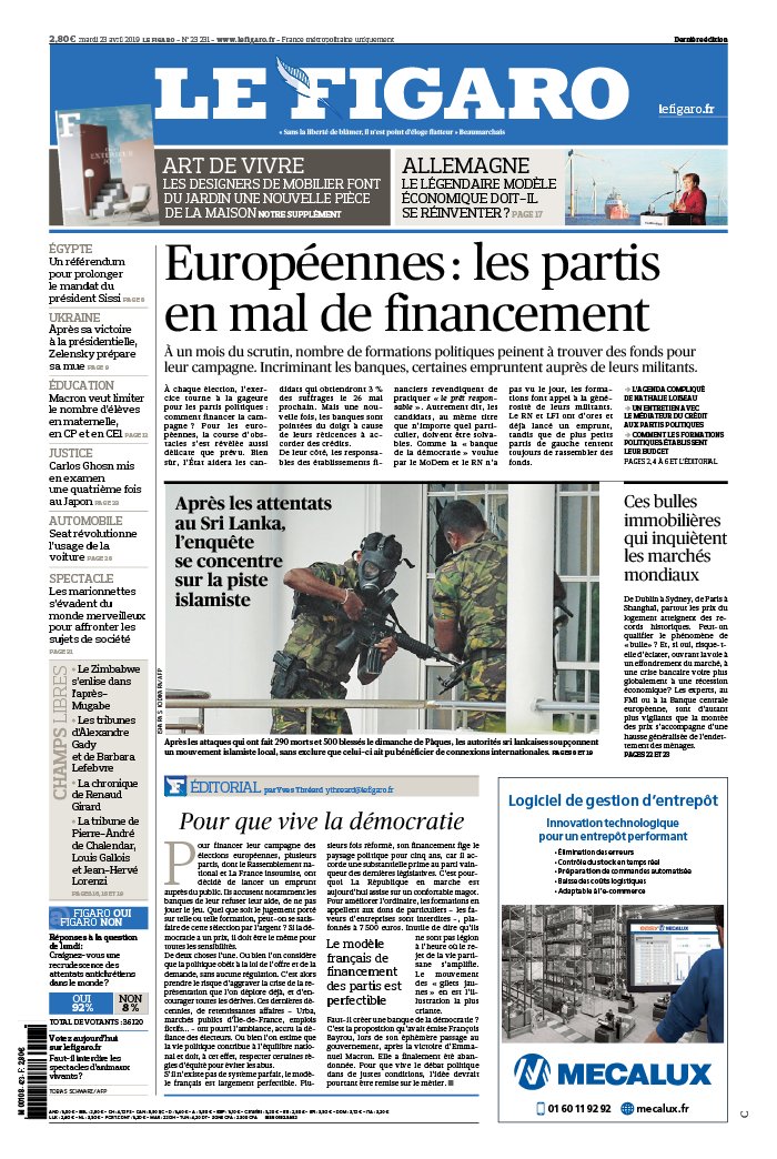 Le Figaro 23 avril 2019 Le Figaro N°23231 du 23 avril 2019 à télécharger sur iPad