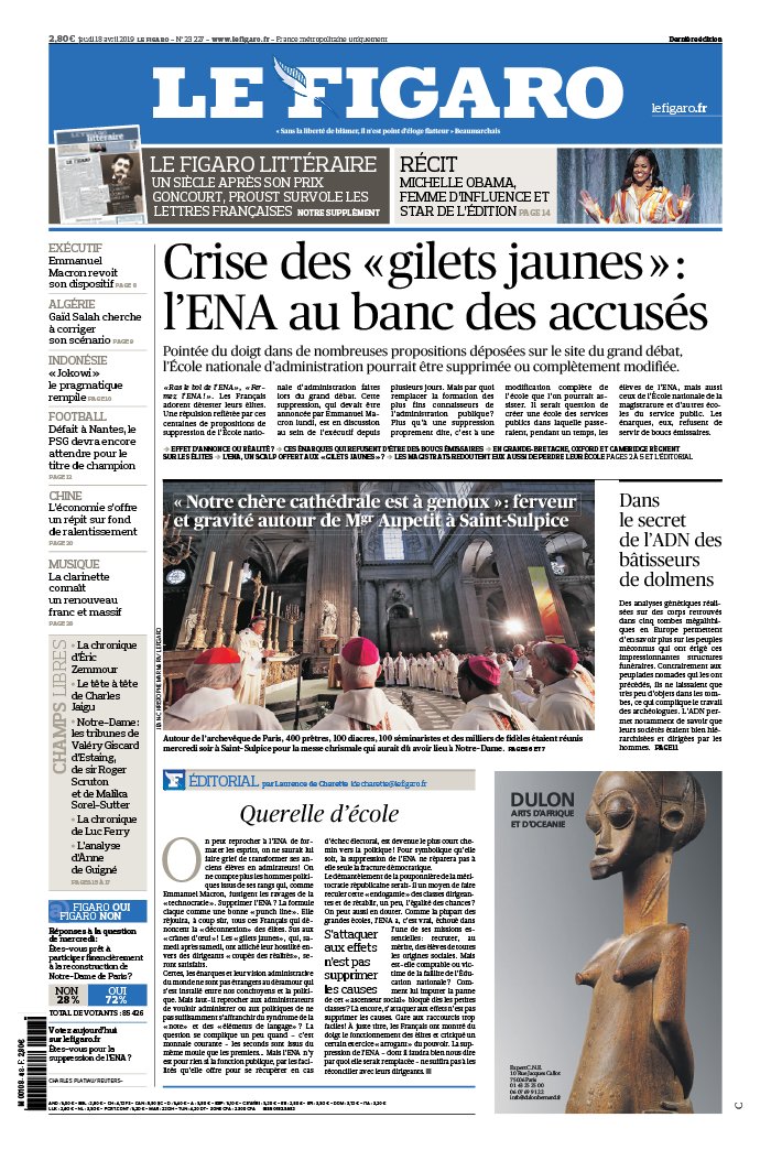 Le Figaro 18 avril 2019 Le Figaro N°23227 du 18 avril 2019 à télécharger sur iPad