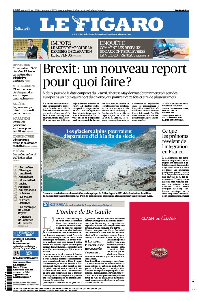 Le Figaro 10 avril 2019 Le Figaro N°23220 du 10 avril 2019 à télécharger sur iPad