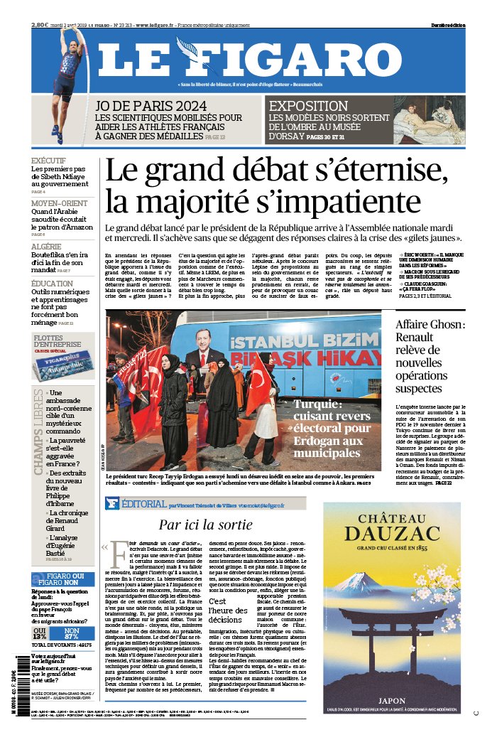 Le Figaro 02 avril 2019 Le Figaro N°23213 du 02 avril 2019 à télécharger sur iPad