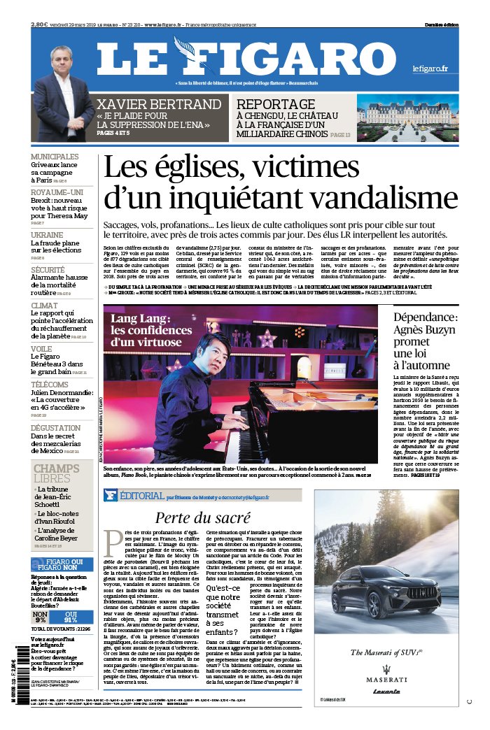 Le Figaro 29 mars 2019 Le Figaro N°23210 du 29 mars 2019 à télécharger sur iPad