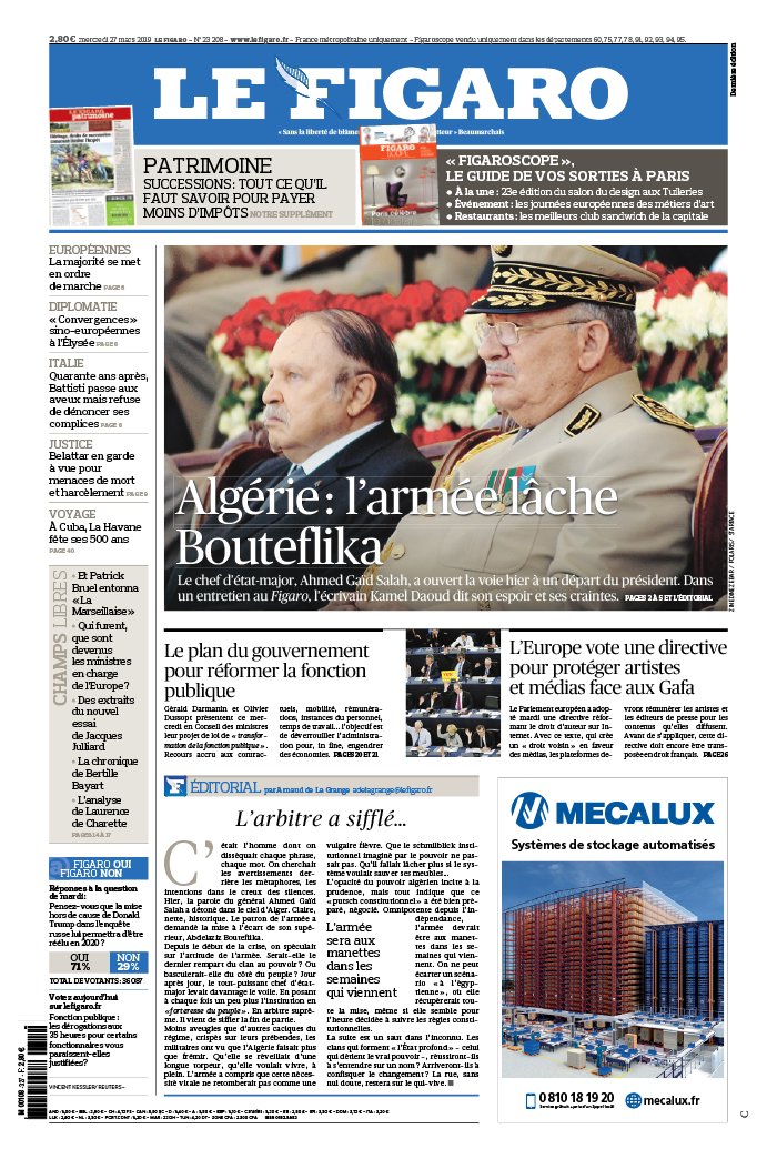 Le Figaro 27 mars 2019 Le Figaro N°23208 du 27 mars 2019 à télécharger sur iPad
