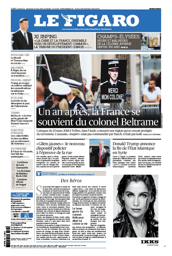 Le Figaro 23 mars 2019 Le Figaro N°23205 du 23 mars 2019 à télécharger sur iPad