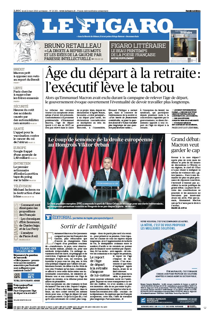 Le Figaro 21 mars 2019 Le Figaro N°23203 du 21 mars 2019 à télécharger sur iPad