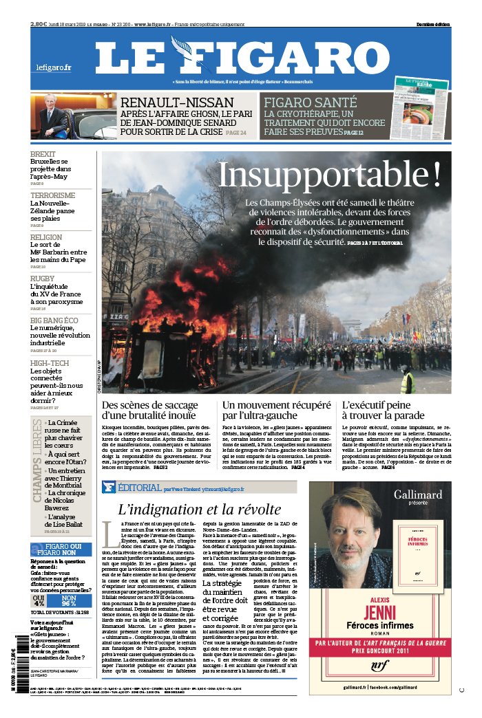 Le Figaro 18 mars 2019 Le Figaro N°23200 du 18 mars 2019 à télécharger sur iPad