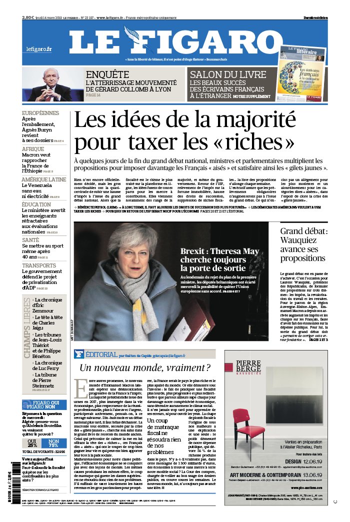 Le Figaro 14 mars 2019 Le Figaro N°23197 du 14 mars 2019 à télécharger sur iPad