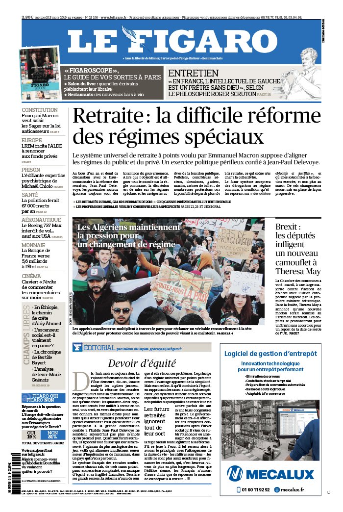 Le Figaro 13 mars 2019 Le Figaro N°23196 du 13 mars 2019 à télécharger sur iPad