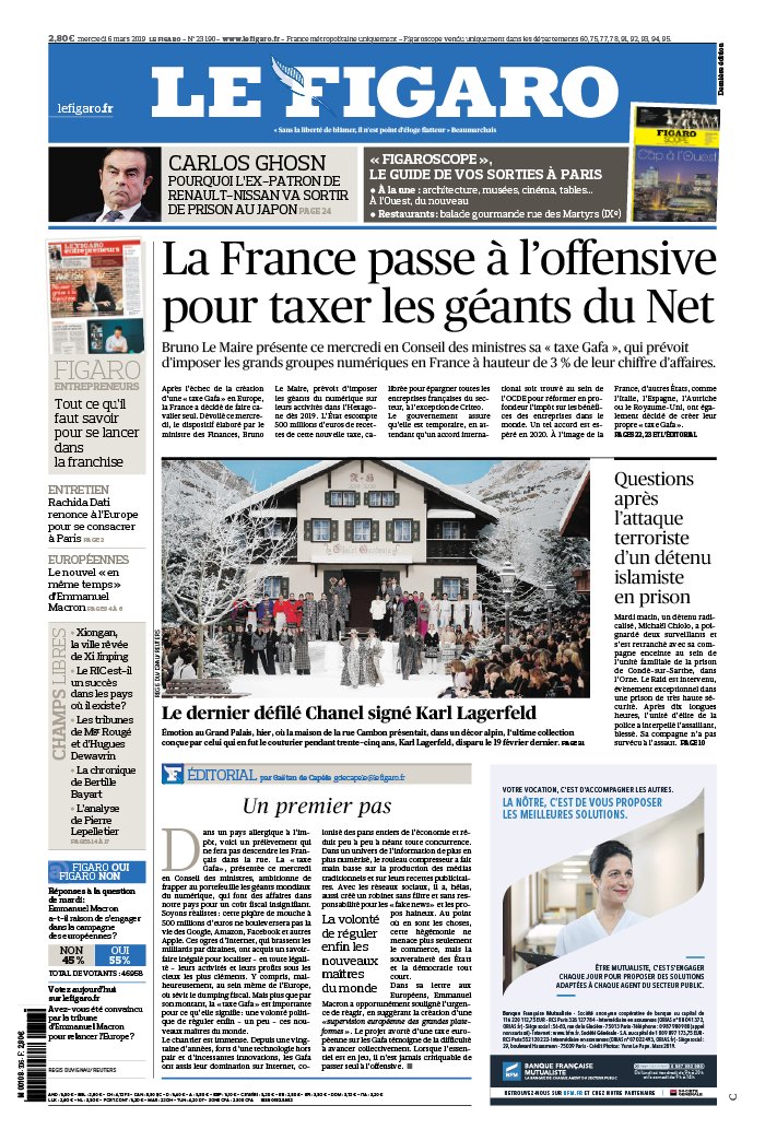 Le Figaro 06 mars 2019 Le Figaro N°23190 du 06 mars 2019 à télécharger sur iPad