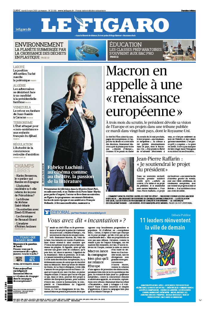 Le Figaro 05 mars 2019 Le Figaro N°23189 du 05 mars 2019 à télécharger sur iPad