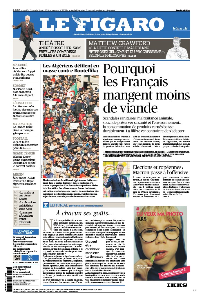 Le Figaro 02 mars 2019 Le Figaro N°23187 du 02 mars 2019 à télécharger sur iPad