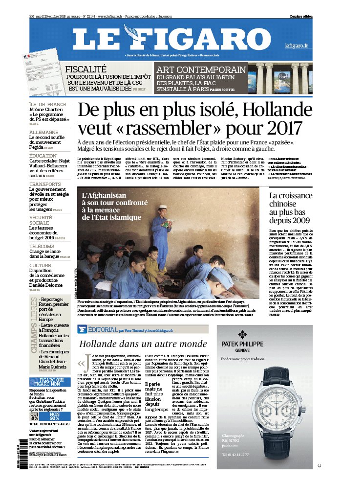 Le Figaro N°22144 du 20 octobre 2015 à télécharger sur iPad Le Figaro N°22144 du 20 octobre 2015 à télécharger sur iPad