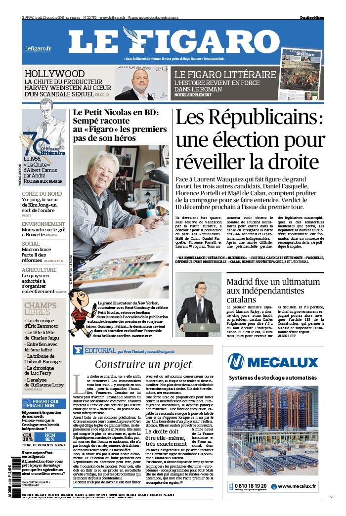 Le Figaro N°22759 du 12 octobre 2017 à télécharger sur iPad