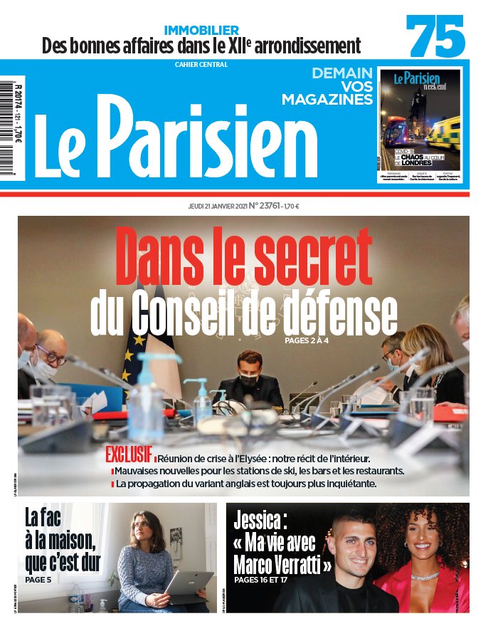 Le Parisien 21 janvier 2021 Abonnement Le Parisien Pas Cher avec le BOUQUET INFO ePresse.fr