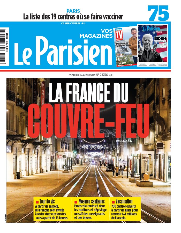 Le Parisien 15 janvier 2021 Le Parisien N°20210115 du 15 janvier 2021 à télécharger sur iPad