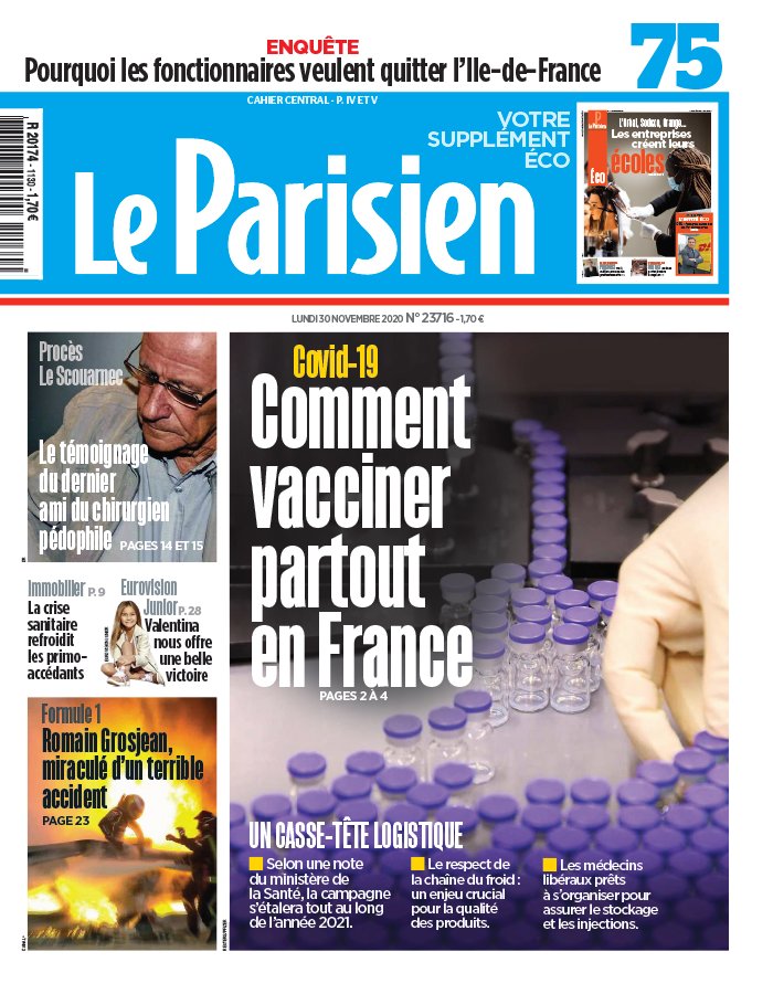 Le Parisien 30 novembre 2020 Le Parisien N°20201130 du 30 novembre 2020 à télécharger sur iPad
