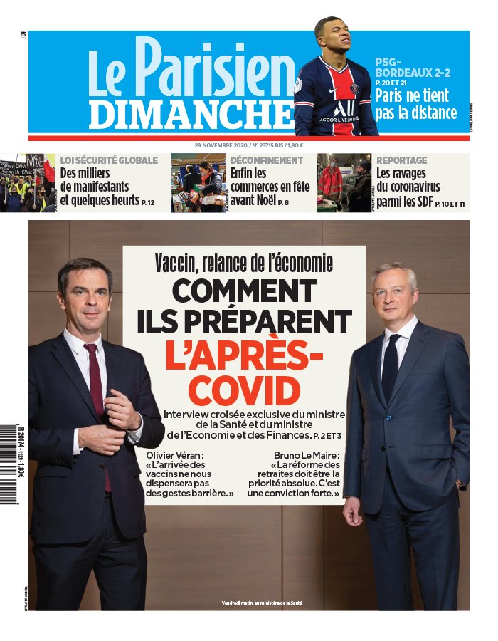 Le Parisien 29 novembre 2020 Le Parisien N°20201129 du 29 novembre 2020 à télécharger sur iPad