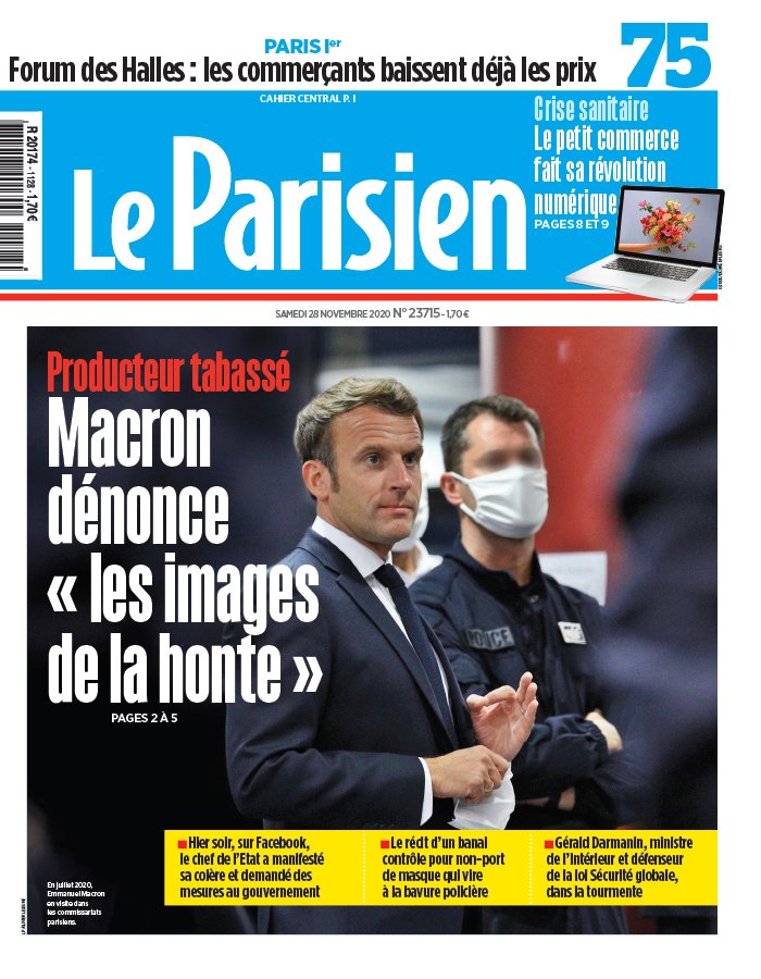 Le Parisien 28 novembre 2020 Le Parisien N°20201128 du 28 novembre 2020 à télécharger sur iPad