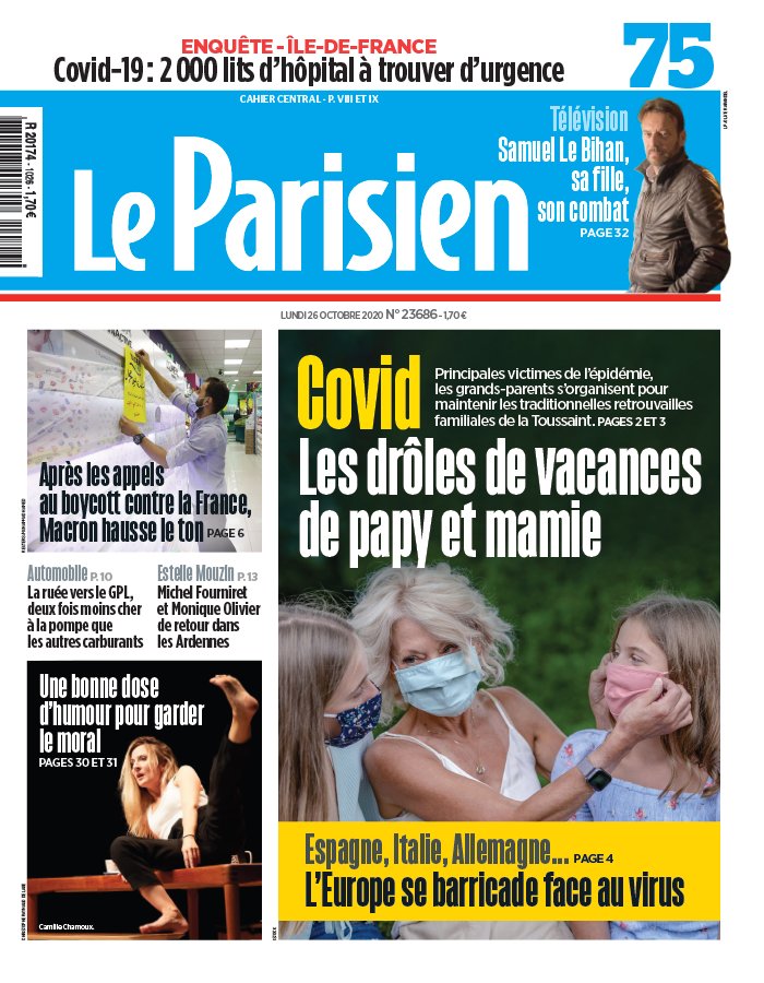 Le Parisien 26 octobre 2020 Le Parisien N°20201026 du 26 octobre 2020 à télécharger sur iPad
