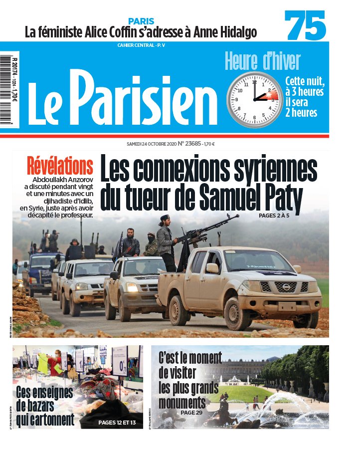 Le Parisien 24 octobre 2020 Le Parisien N°20201024 du 24 octobre 2020 à télécharger sur iPad