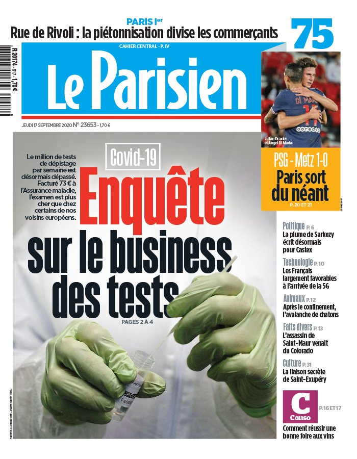 Le Parisien 17 septembre 2020 Le Parisien N°20200917 du 17 septembre 2020 à télécharger sur iPad
