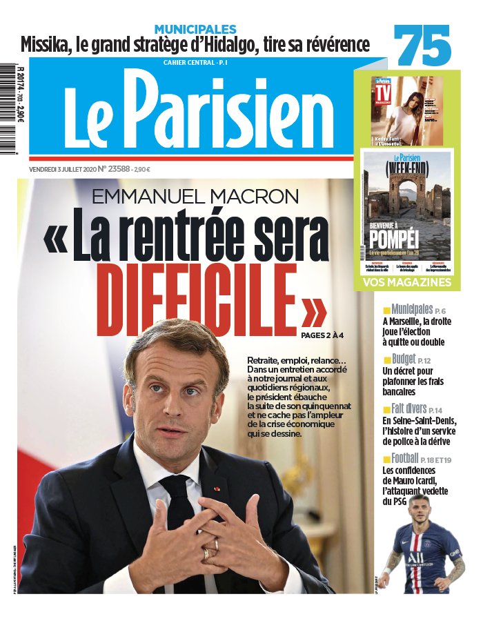 Le Parisien 03 juillet 2020 Le Parisien N°20200703 du 03 juillet 2020 à télécharger sur iPad