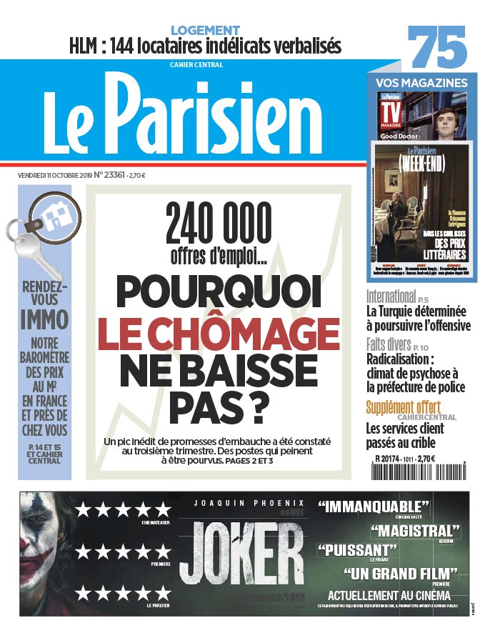 Le Parisien 11 octobre 2019 Le Parisien N°20191011 du 11 octobre 2019 à télécharger sur iPad