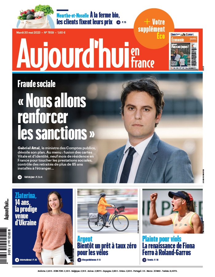 Aujourd'hui en France N°20230530 du 30 mai 2023 à télécharger