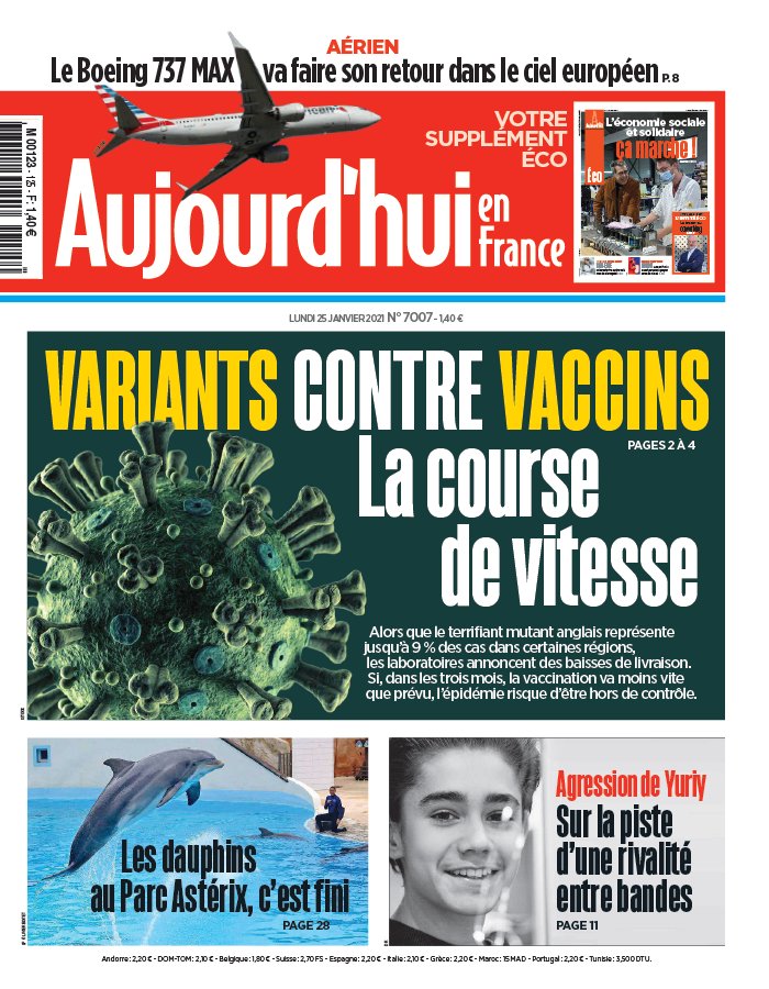Aujourd'hui en France 25 janvier 2021 Abonnement Aujourd’hui en France ePresse.fr