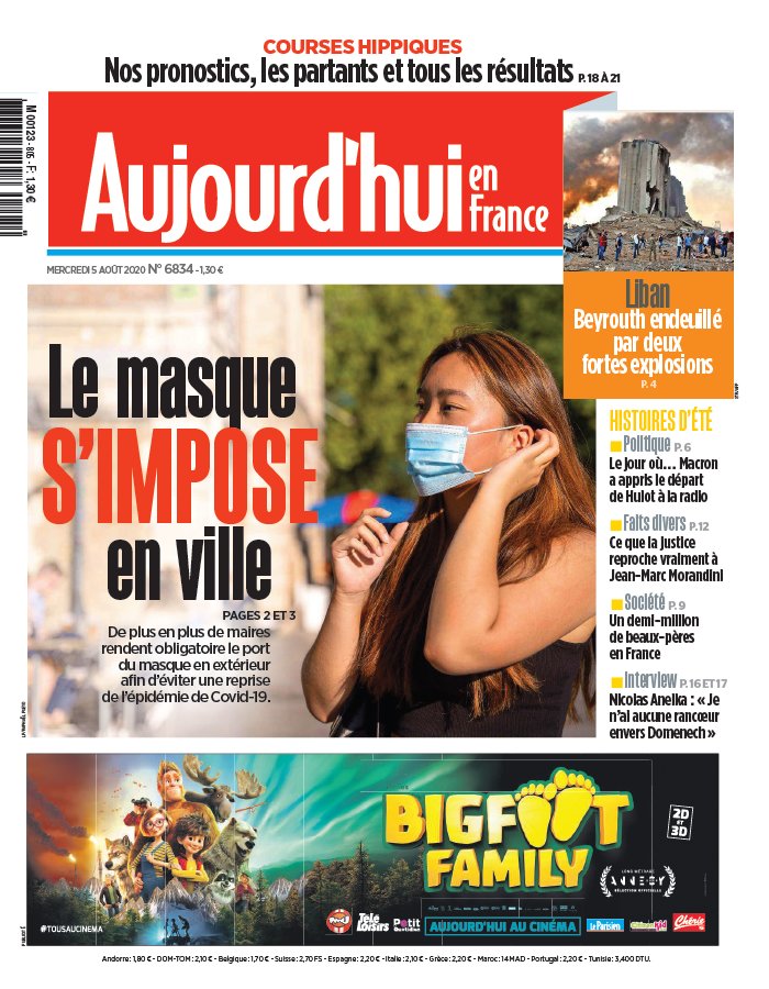 Aujourd'hui en France 05 août 2020 Abonnement Aujourd’hui en France ePresse.fr