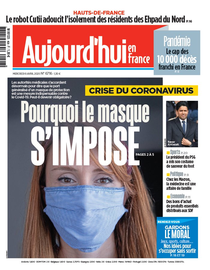 Aujourd'hui en France 08 avril 2020 Abonnement Aujourd’hui en France Pas Cher avec le BOUQUET ePresse.fr