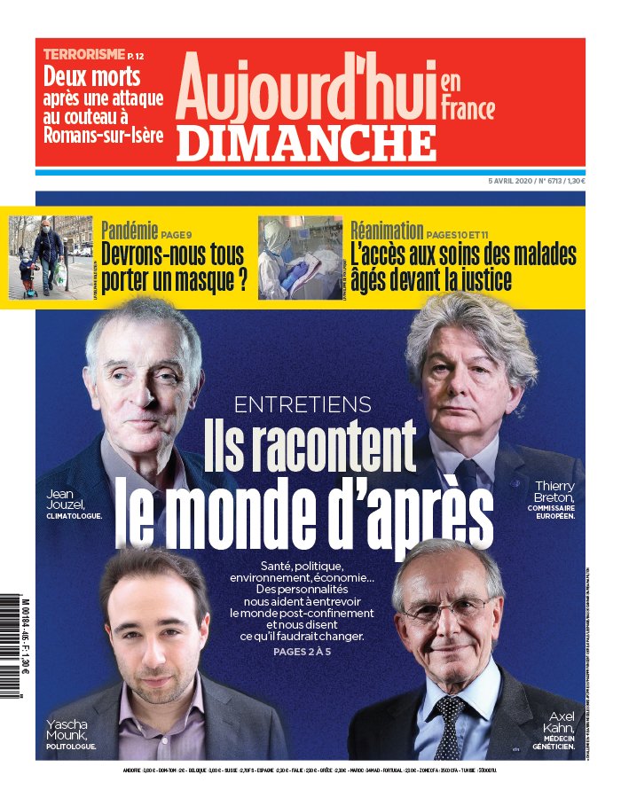 Aujourd'hui en France 05 avril 2020 Abonnement Aujourd’hui en France Pas Cher avec le BOUQUET ePresse.fr