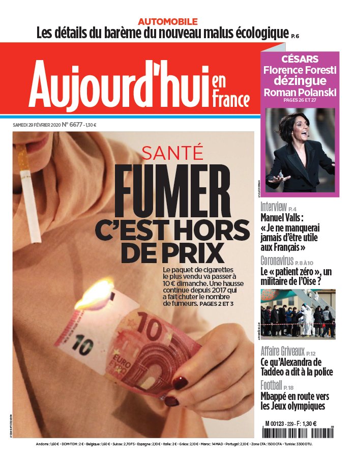 Aujourd'hui en France 29 février 2020 Abonnement Aujourd’hui en France Pas Cher avec le BOUQUET ePresse.fr