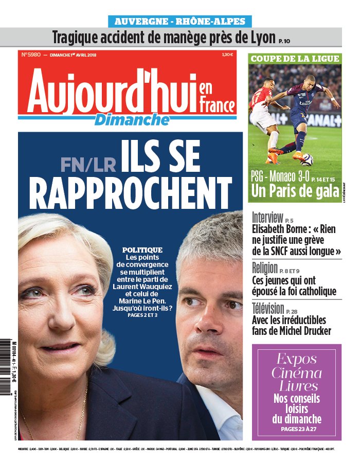Aujourd'hui en France N°5980 du 01 avril 2018 à télécharger