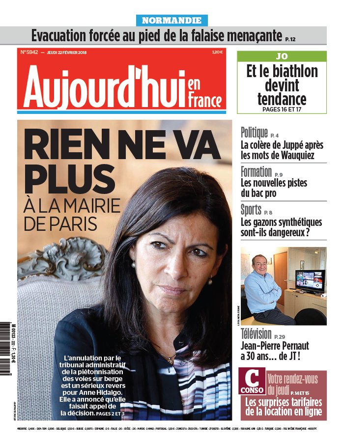 Aujourd'hui en France N°5942 du 22 février 2018 à télécharger sur iPad