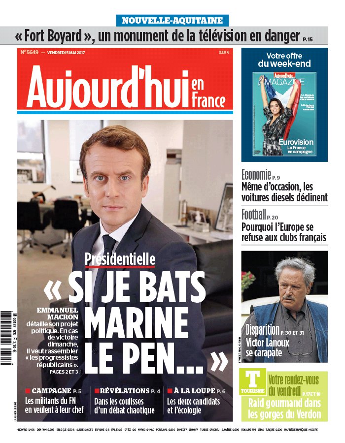 Aujourd'hui En France N°5649 Du 05 Mai 2017 à Télécharger Sur IPad