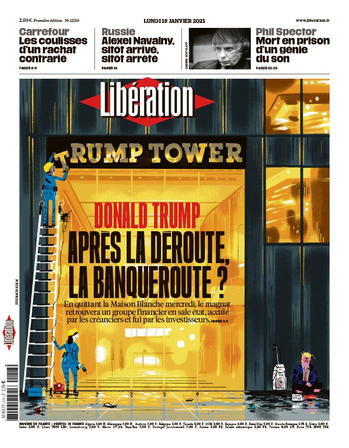 Libération 18 janvier 2021 Libération N°12316 du 18 janvier 2021 à télécharger sur iPad