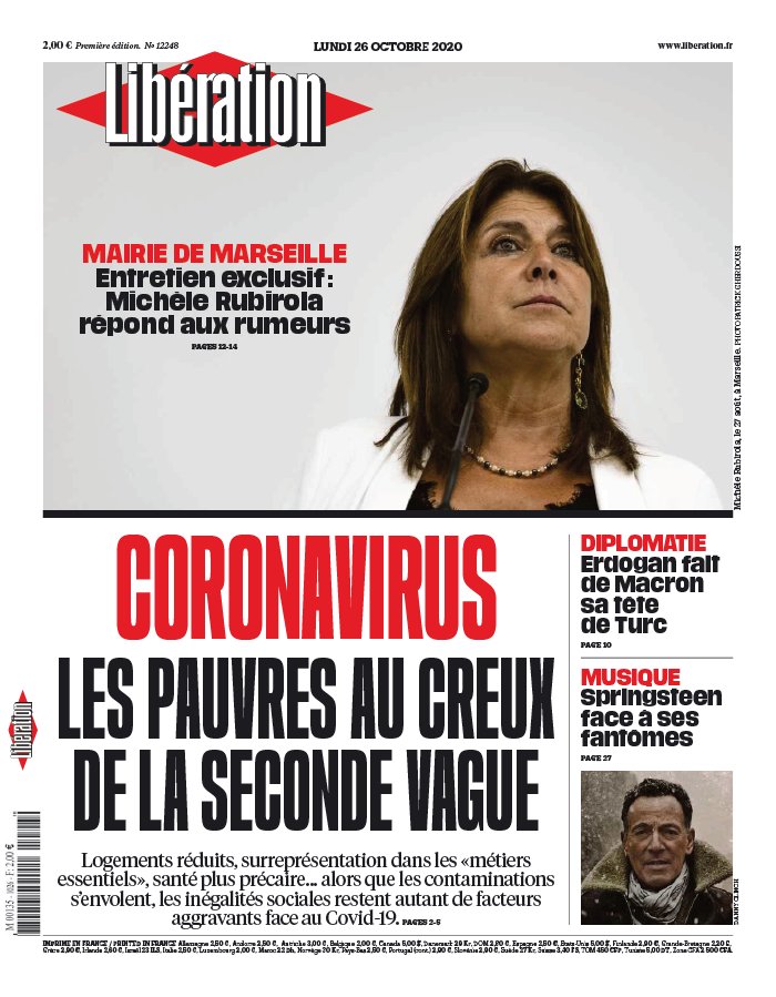 Libération 26 octobre 2020 Libération N°12248 du 26 octobre 2020 à télécharger sur iPad