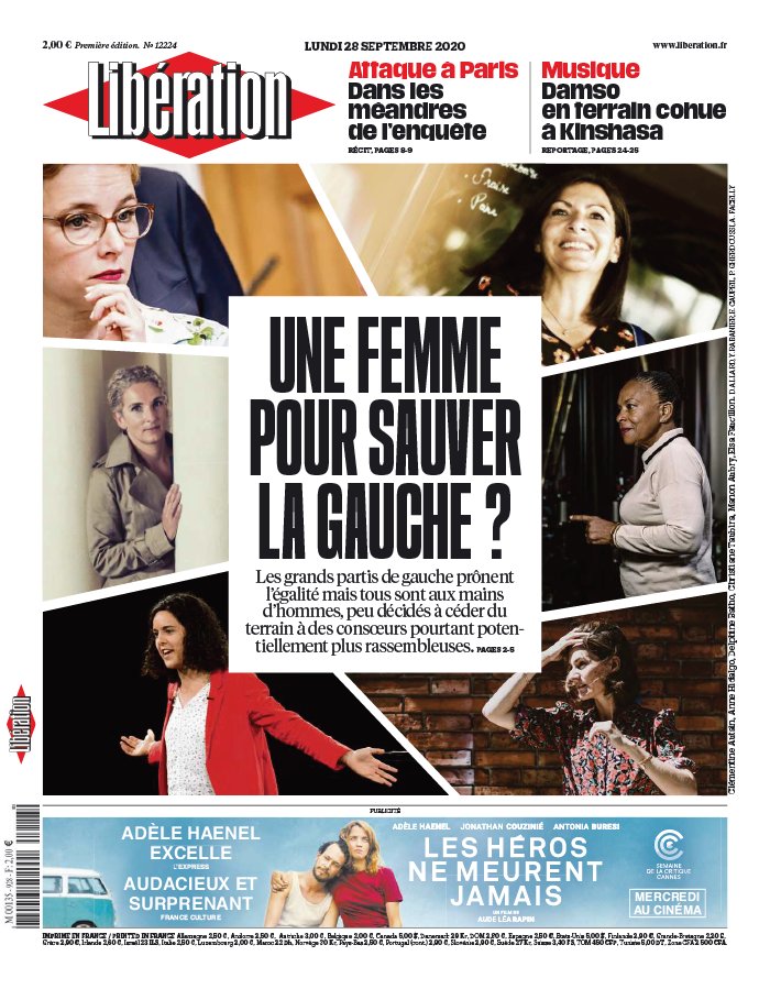 Libération 28 septembre 2020 Libération N°12224 du 28 septembre 2020 à télécharger sur iPad