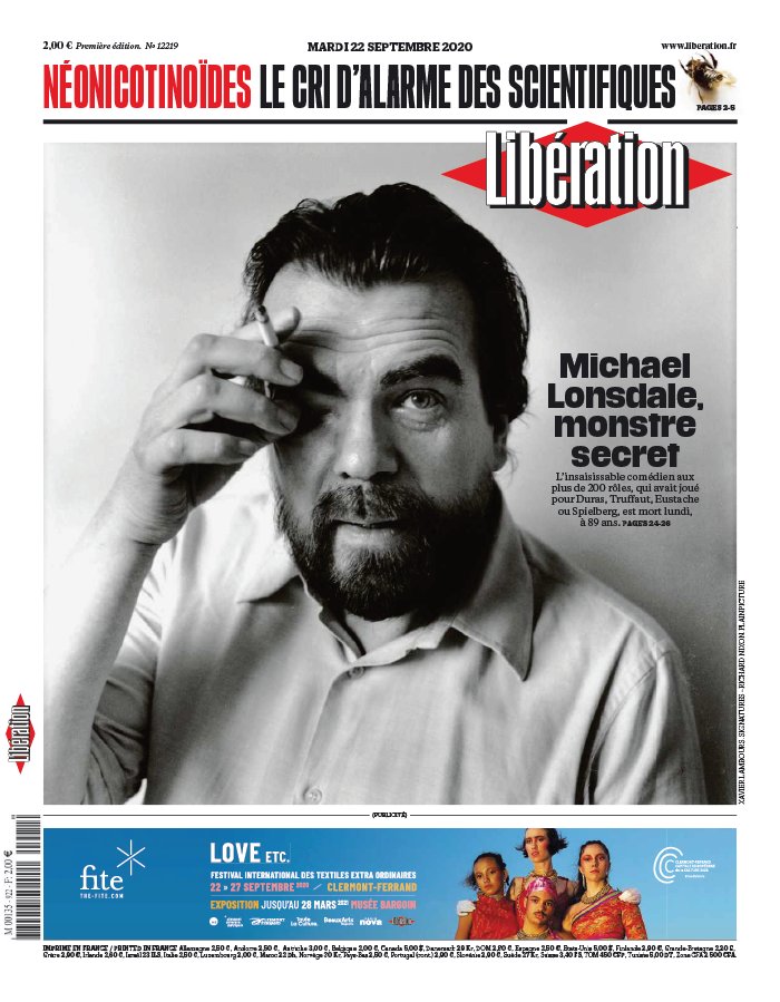 Libération 22 septembre 2020 Libération N°12219 du 22 septembre 2020 à télécharger sur iPad