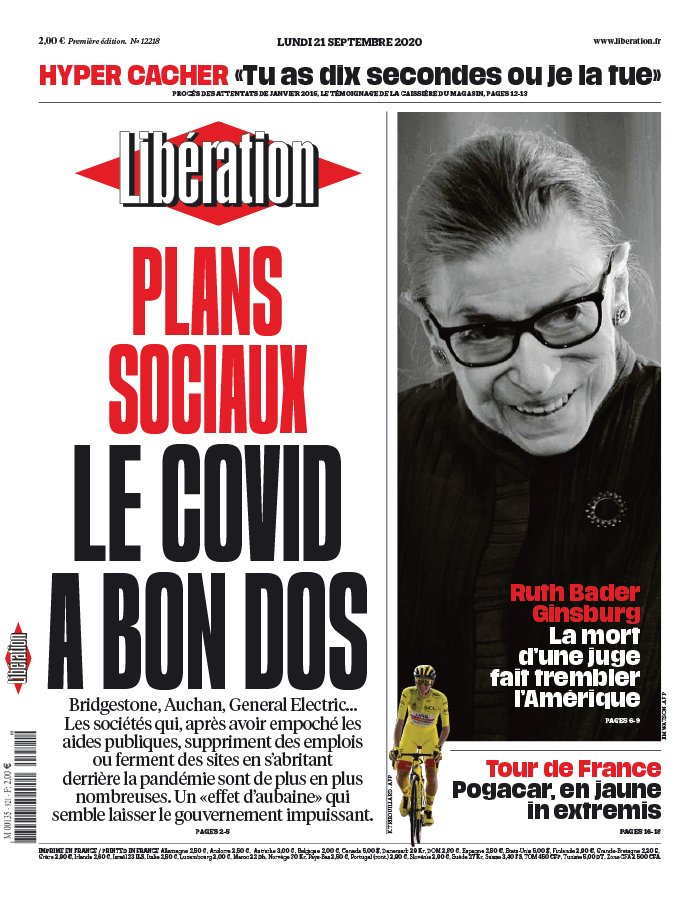 Libération 21 septembre 2020 Abonnement à Libération Pas Cher avec le BOUQUET INFO ePresse.fr
