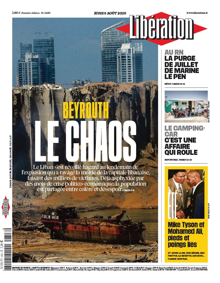 Libération 06 août 2020 Abonnement à Libération Pas Cher avec le BOUQUET INFO ePresse.fr