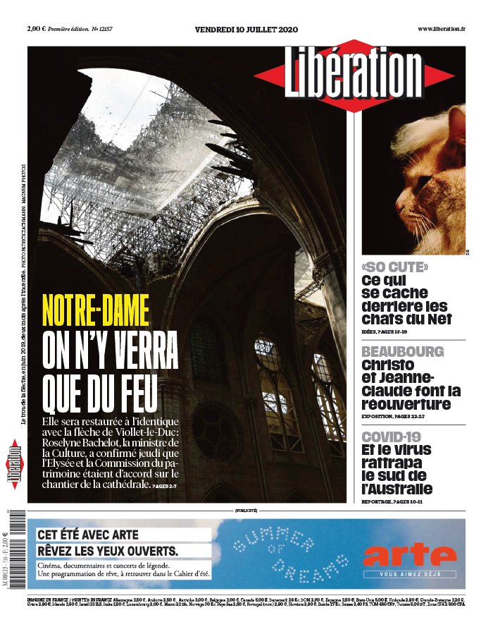 Libération 10 juillet 2020 Libération N°12157 du 10 juillet 2020 à télécharger sur iPad