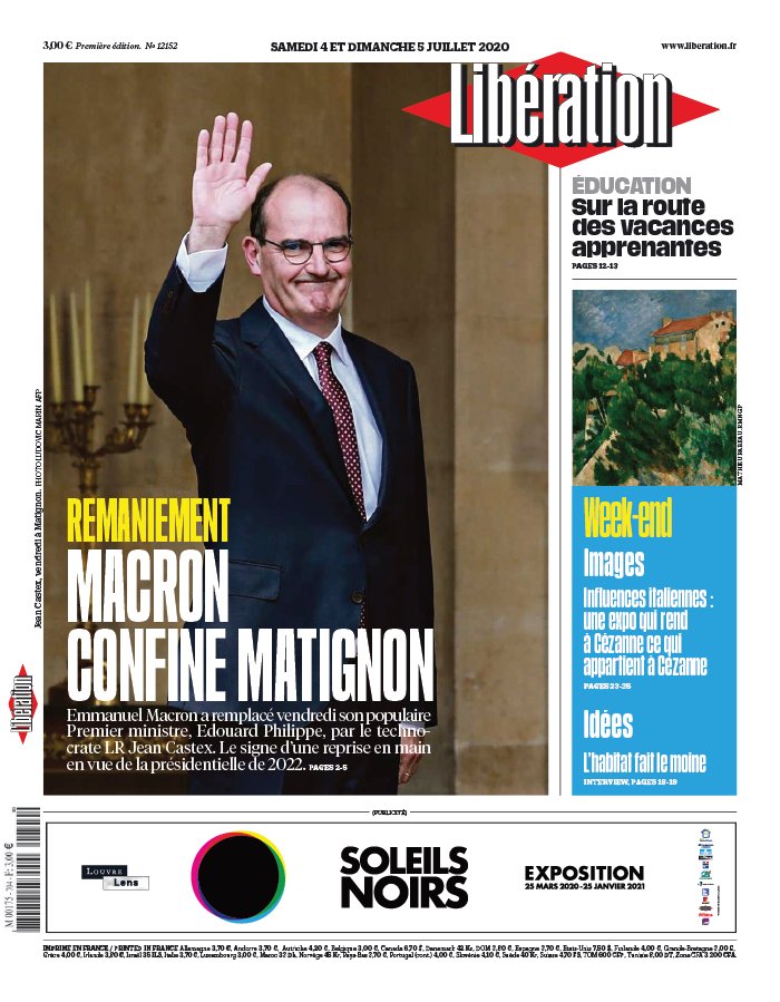 Libération 04 juillet 2020 Libération N°12152 du 04 juillet 2020 à télécharger sur iPad