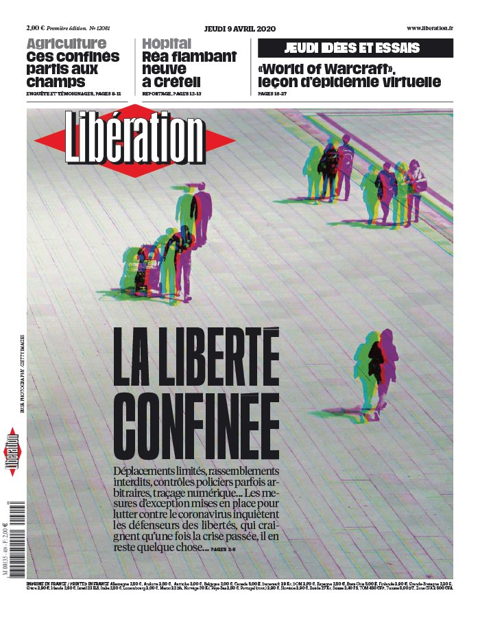 Libération 09 avril 2020 Libération N°12081 du 09 avril 2020 à télécharger sur iPad