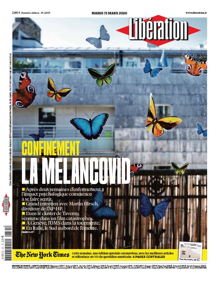 Libération 31 mars 2020 Libération N°12073 du 31 mars 2020 à télécharger sur iPad