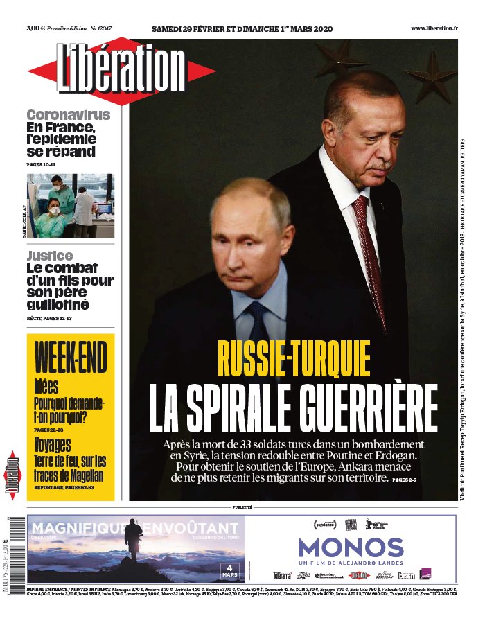 Libération 29 février 2020 Libération N°12047 du 29 février 2020 à télécharger sur iPad