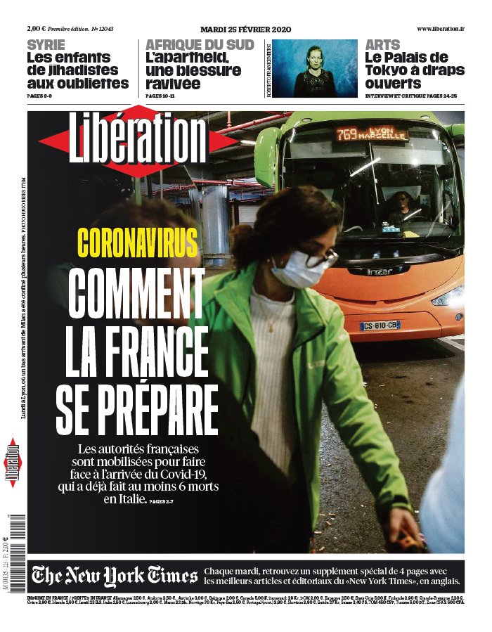 Libération 25 février 2020 Libération N°12043 du 25 février 2020 à télécharger sur iPad