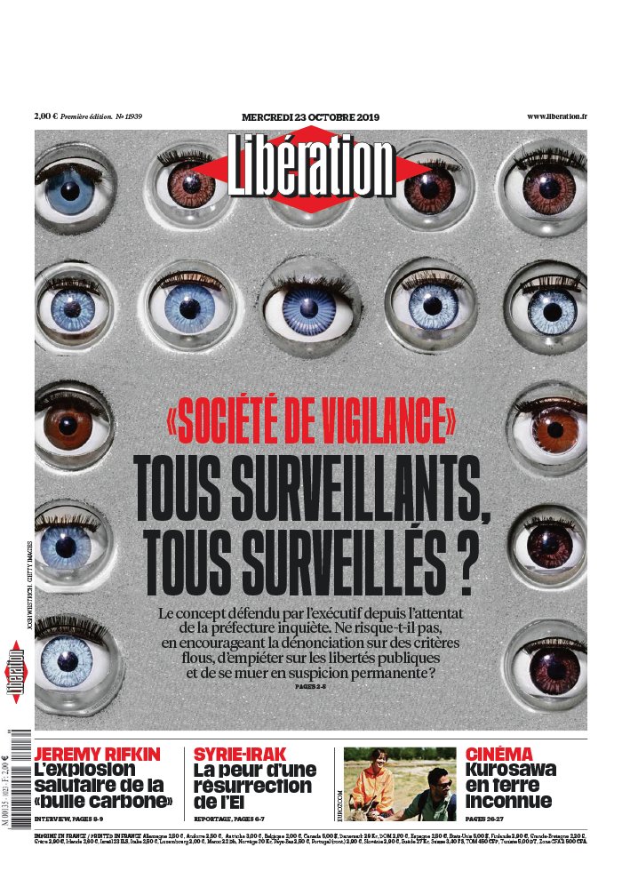 Libération 23 octobre 2019 Libération N°11939 du 23 octobre 2019 à télécharger sur iPad