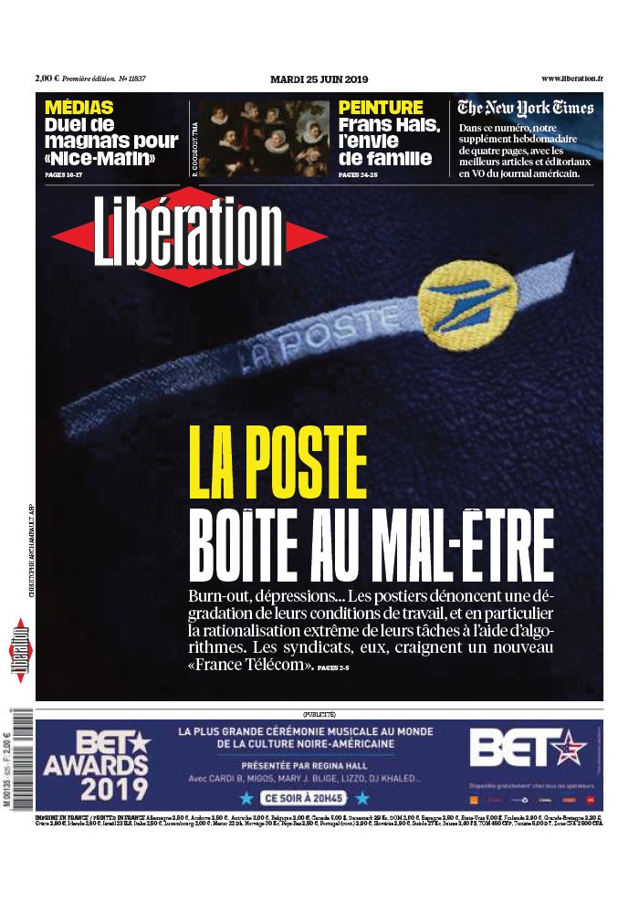 Libération 25 juin 2019 Libération N°11837 du 25 juin 2019 à télécharger sur iPad