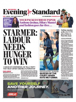 Evening Standard 24 septembre 2021 Abonnement London Evening Standard Pas Cher avec le BOUQUET ePresse.fr